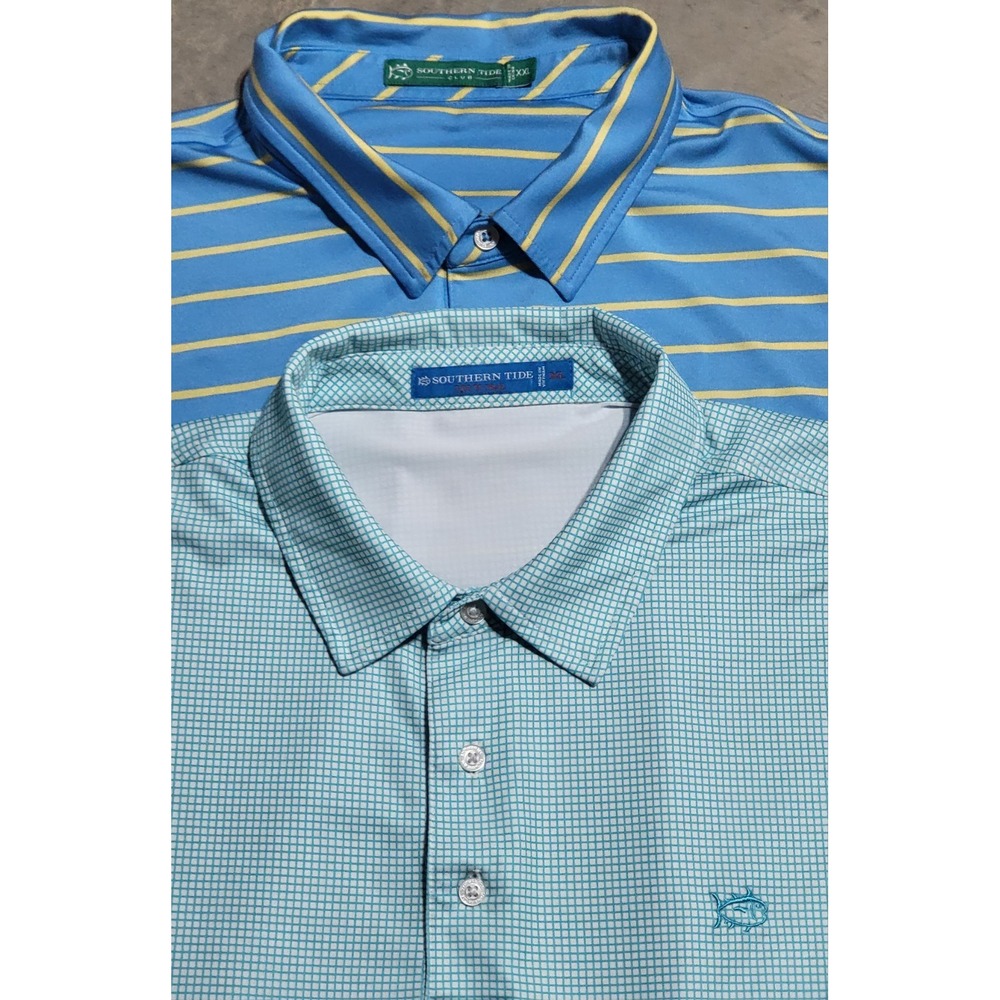 Mens Lot of 2 Southern Tides Polo Golf Shirts XL  & XXL Food City Tourn. ~Fish